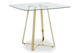 Orsina Modern Square Gold Finish Dining Table, Sturdy Table For Entertaining Guests, Minimalist Open Base Table - thumbnail 3