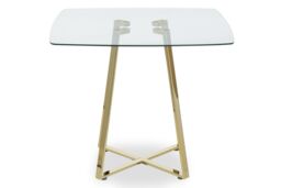Orsina Modern Square Gold Finish Dining Table, Sturdy Table For Entertaining Guests, Minimalist Open Base Table - thumbnail 2