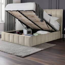 Cheshire Tamarack Cream Velvet Ottoman Storage Bed - King (150cm) - thumbnail 4