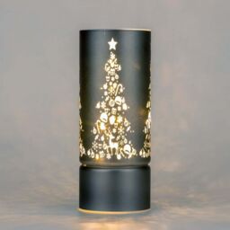 Shatchi 22cm Christmas Decorated Vase Led Grey Glass Vase / Christmas Tree