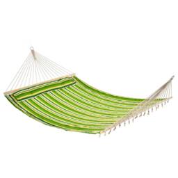 OUTSUNNY Wide Hammock Cotton Swing Hanging Bed Outdoor Garden Portable W/ Pillow in Green - thumbnail 2