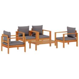 Berkfield Home 5 Piece Garden Sofa Set with Cushions Solid Wood Acacia - thumbnail 2