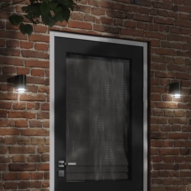 Berkfield Home Outdoor Wall Lights 2pcs Black Die-cast Aluminium - image 1