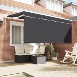 Berkfield Home Retractable Awning Retractable Manual Anthracite 300 x 200 cm Fabric - thumbnail 3