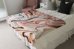 Benjamin Tate Design Pink Rippled Marble Blanket in Natural - Size: 120 cm x 150 cm - thumbnail 3
