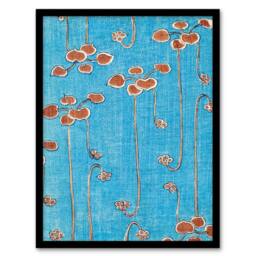 Artery8 Shin Bijutsukai Framed Wall Art Print Vintage Vine Illustration in Blue - Size: A4 - thumbnail 1