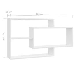 Berkfield Home Wall Shelf High Gloss White 104x20x58.5 cm Engineered Wood - thumbnail 6