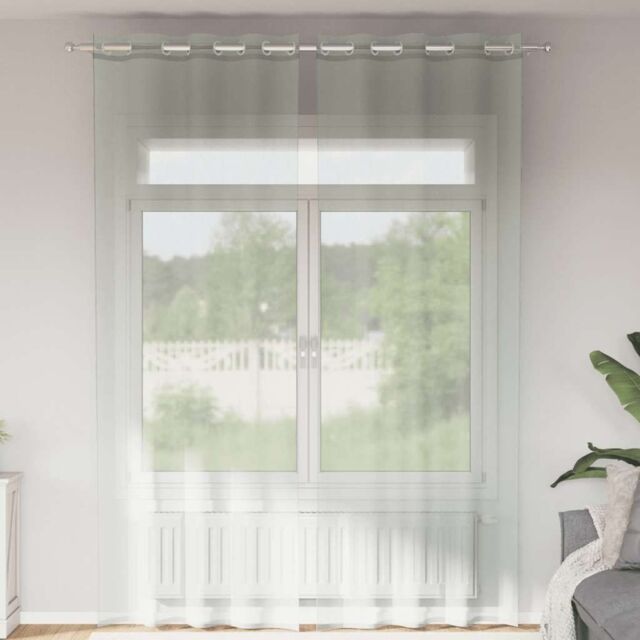 Berkfield Home Voile Curtains with Grommets 2 pcs Light Grey 140x260 cm - image 1