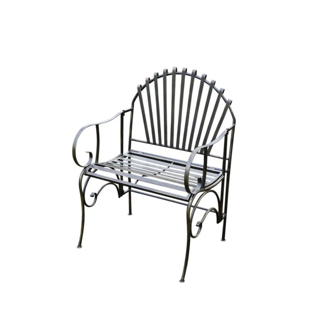 Melody Maison Ornate Black & Gold Metal Garden Chair 92cm X 62cm - Size: 92 cm X 62 cm - image 1