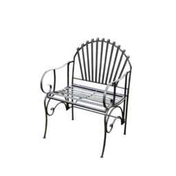 Melody Maison Ornate Black & Gold Metal Garden Chair 92cm X 62cm - Size: 92 cm X 62 cm - thumbnail 1