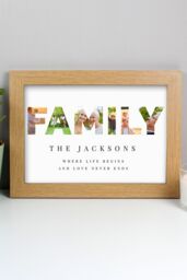 Personalised Memento Company Personalised FAMILY Photo Upload A4 Oak Framed Print in Light Oak - thumbnail 1