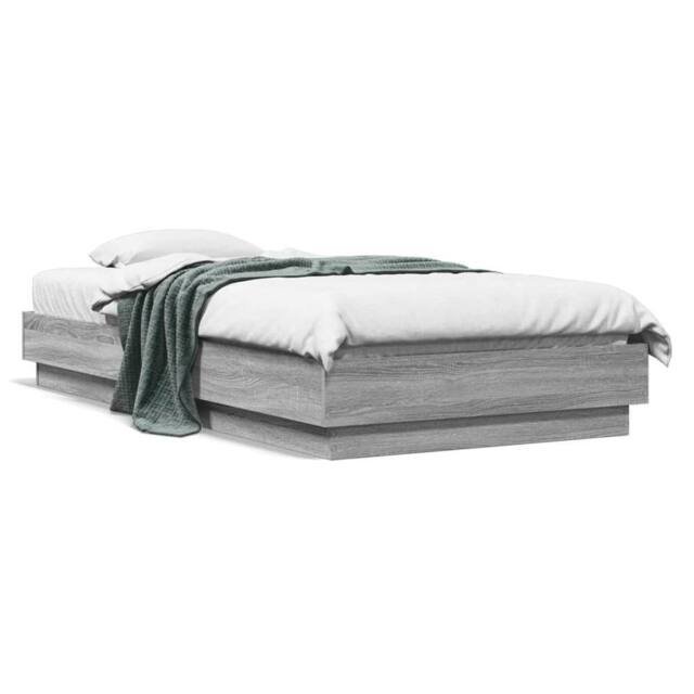 Berkfield Home Bed Frame Frame Grey Sonoma 75x190 cm Small Single Wood - image 1