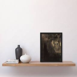 Artery8 Odilon Redon Framed Wall Art Print Apparition Eerie Charcoal Painting in Grey - Size: A4 - thumbnail 2