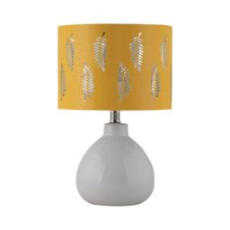 First Choice Lighting Tuscan - White Ceramic Lamp with Ochre Fern Shade - thumbnail 1