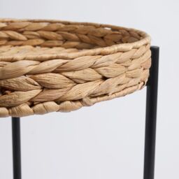 OHS Rattan Top Tray Table Living Room Modern Home Decor Bedroom Nightstand Furniture in Black - thumbnail 6