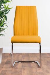 FurnitureboxUK 2x Lorenzo Faux Leather Chrome Dining Chairs in Mustard - thumbnail 4