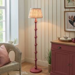 Netlighting Carnaby Pink Floor Lamp Fabric Ikat Shade 35cm B22 - thumbnail 2