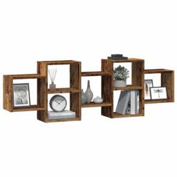 Berkfield Home Wall Shelf Old Wood 129x18x42 cm Engineered Wood in Brown - Size: 129 x 18 x 42 cm - thumbnail 3