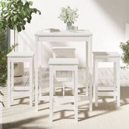 Berkfield Home Beautiful 5 Piece Garden Bar Set White Solid Wood Pine - thumbnail 1