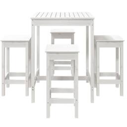 Berkfield Home Beautiful 5 Piece Garden Bar Set White Solid Wood Pine - thumbnail 4