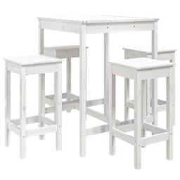 Berkfield Home Beautiful 5 Piece Garden Bar Set White Solid Wood Pine - thumbnail 3