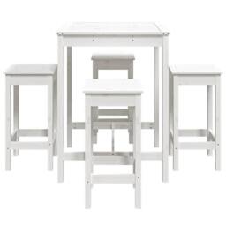 Berkfield Home Beautiful 5 Piece Garden Bar Set White Solid Wood Pine - thumbnail 5