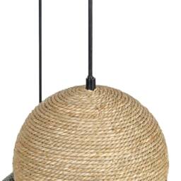 Wyld and Coco Multicolour Boho Pendant Lamp - Iron Frame with Straw Rope 3-Light in White - thumbnail 5