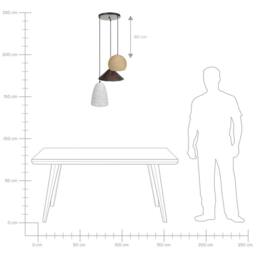 Wyld and Coco Multicolour Boho Pendant Lamp - Iron Frame with Straw Rope 3-Light in White - thumbnail 8