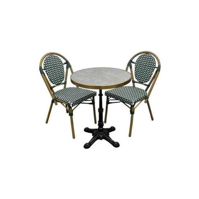NESTLUNE Green Rattan Furniture Sets, Green Paris Bistro Set - Size: 100 cm x 15 cm - image 1