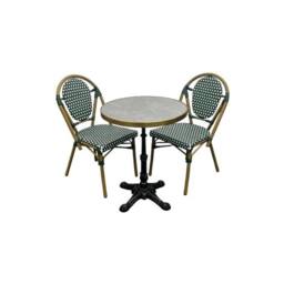 NESTLUNE Green Rattan Furniture Sets, Green Paris Bistro Set - Size: 100 cm x 15 cm - thumbnail 1