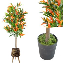 Pegdev 130cm Artificial Red Green Ficus Tree with Rustic Planter - thumbnail 5