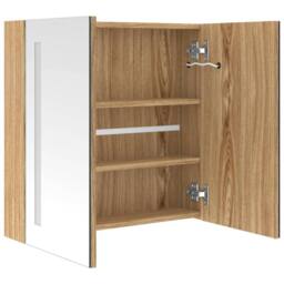 Berkfield Home LED Bathroom Mirror Cabinet Oak 62x14x60 cm in Brown - Size: 62 x 14 x 60 cm - thumbnail 5