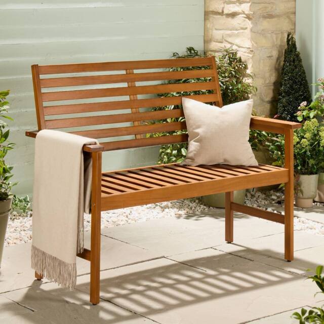 VonHaus Cannes 2 Seater Acacia Wooden Garden Bench in Natural - Size: 1 Pack - image 1