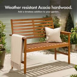 VonHaus Cannes 2 Seater Acacia Wooden Garden Bench in Natural - Size: 1 Pack - thumbnail 4