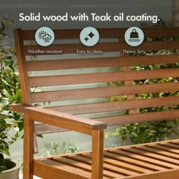 VonHaus Cannes 2 Seater Acacia Wooden Garden Bench in Natural - Size: 1 Pack - thumbnail 5
