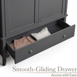 Christow Black Double Wardrobe with Drawer 2 Door Bedroom Storage Furniture Cupboard - thumbnail 5
