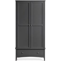 Christow Black Double Wardrobe with Drawer 2 Door Bedroom Storage Furniture Cupboard - thumbnail 2