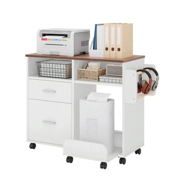 VOGREX White Mobile Printer Stand File Cabinet - image 1
