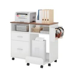 VOGREX White Mobile Printer Stand File Cabinet - thumbnail 1