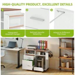 VOGREX White Mobile Printer Stand File Cabinet - thumbnail 5