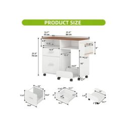 VOGREX White Mobile Printer Stand File Cabinet - thumbnail 6