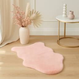 Voltico Super Soft Faux Fur Rug - Luxury Accent Rug for Bedroom & Lounge in Pale Pink - Size: 100 cm x 110 cm - thumbnail 1