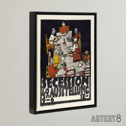 "Artery8 Poster for the 49th Secession Exhibition Schiele Framed Canvas Art in Black - Size: W12"" x H16""" - thumbnail 2
