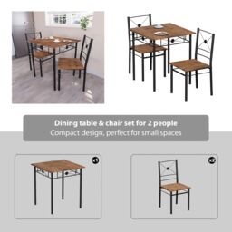 Home Discount Vida Designs Roslyn 2 Seater Dining Table & Chairs Set Of 2 in Brown - thumbnail 3