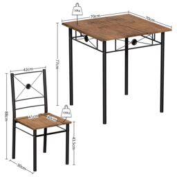 Home Discount Vida Designs Roslyn 2 Seater Dining Table & Chairs Set Of 2 in Brown - thumbnail 2