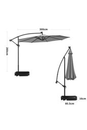 Living and Home Outdoor 32 LED Lighted Patio Umbrella with Crank Lift System with Base in Light Grey - thumbnail 6