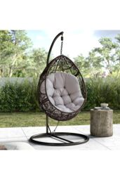 Living and Home 80cm W x 108cm H Light Grey Hanging Egg Swing Chair Cushion - Size: 80 cm W x 108 cm H - thumbnail 6