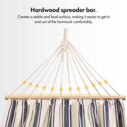 VonHaus Striped Cotton Garden & Patio 1 Seater Single Hammock in White - Size: 1 Pack - thumbnail 4