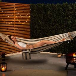 VonHaus Striped Cotton Garden & Patio 1 Seater Single Hammock in White - Size: 1 Pack - thumbnail 8