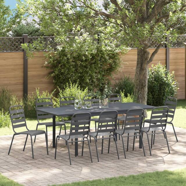 Berkfield Home 11 Piece Garden Dining Set Anthracite Steel - image 1